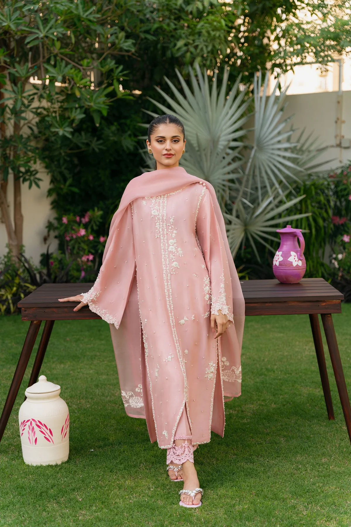 Ameema Teapink Embroidered